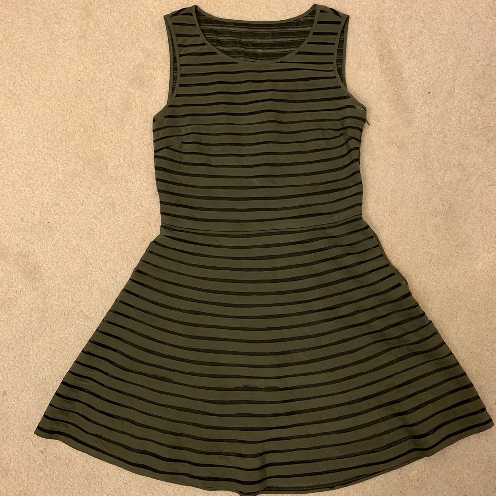 Parker Fit and Flare Black Olive Cocktail Dress